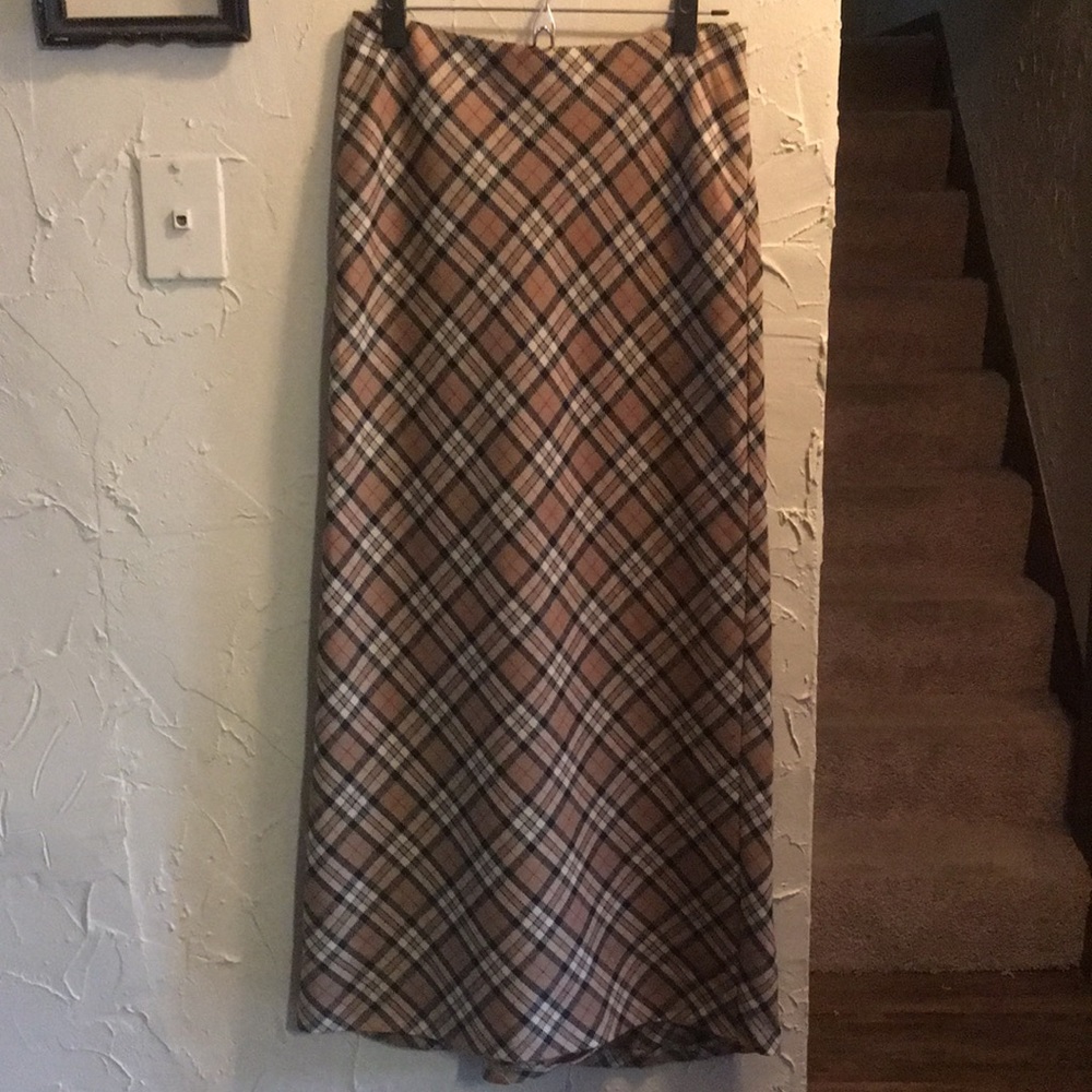 Classy wool plaid long skirt- size 5/6